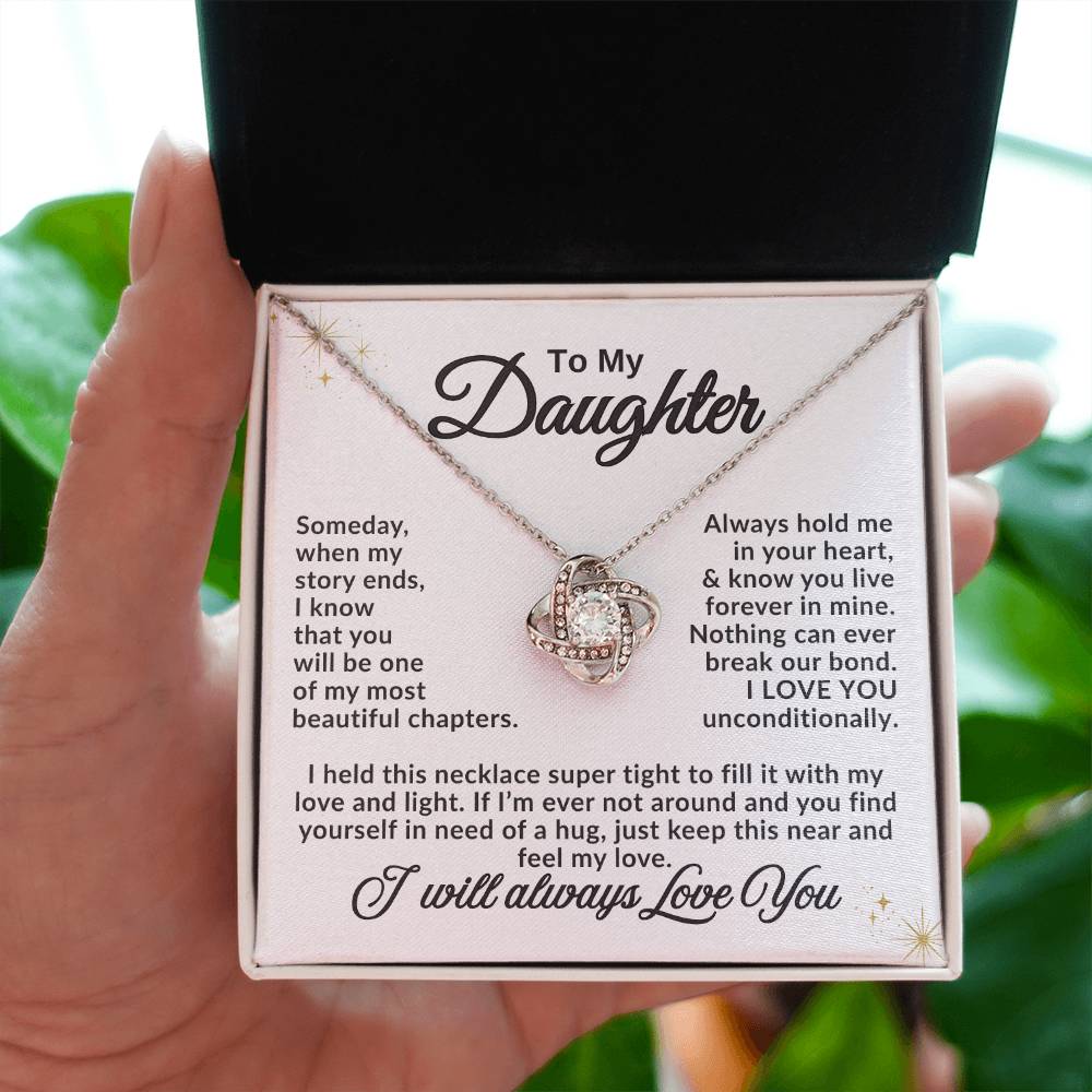 To My Daughter Necklace – Daughter Birthday & Graduation Jewelry Surprise – Love Knot Necklace