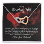 To my far away wife - Distance teaches us - Interlocking Hearts Necklace