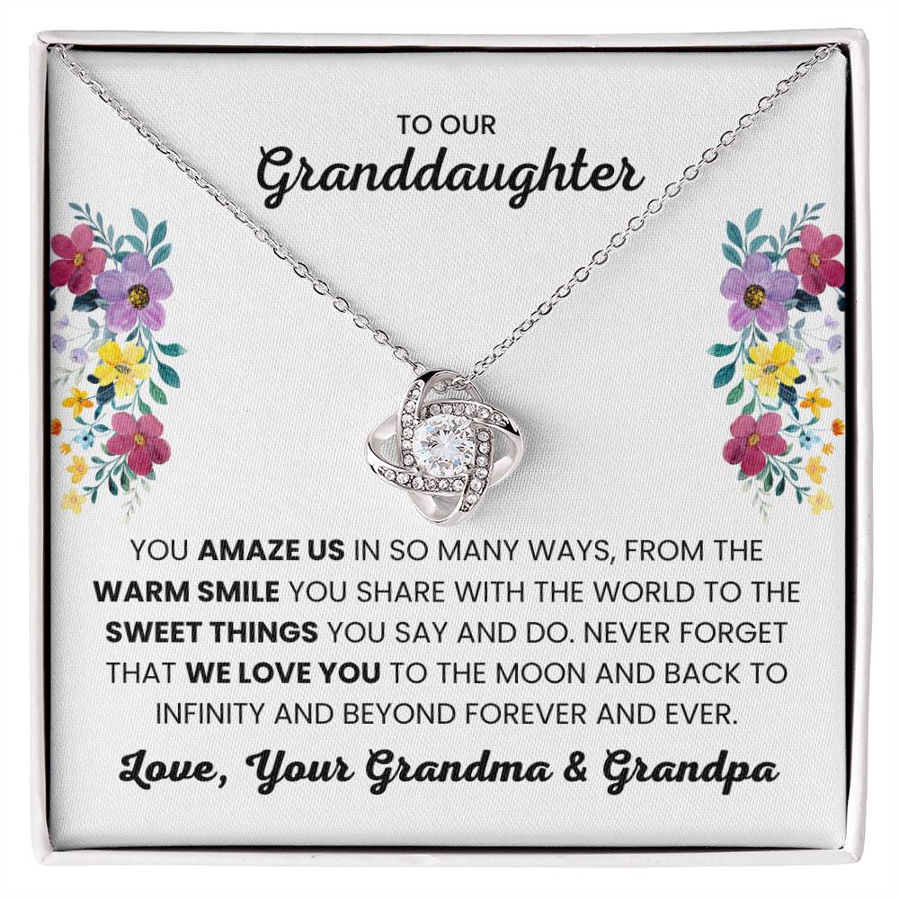 To Our Granddaughter - You Amaze Us Gift Jewelry from Grandma & Grandpa – Love Knot Necklace