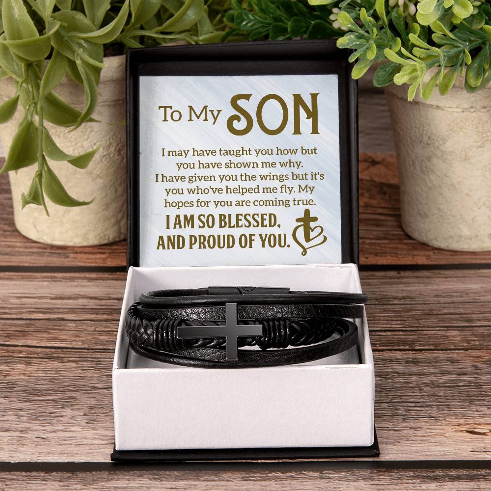 Gift for Son – Christmas, Birthday, Graduation – Men’s Cross Bracelet