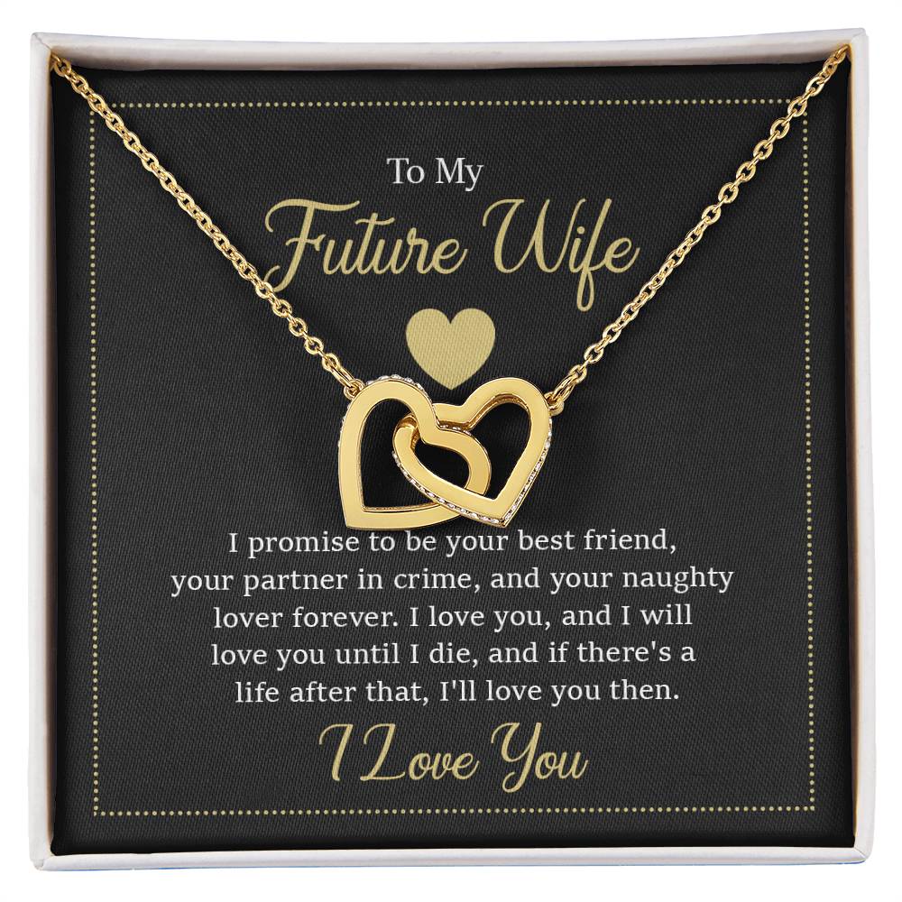 Future Wife Jewelry Gift - Long Lasting Romantic Necklace for Celebrating Love & Upcoming Marriage - Interlocking Hearts Necklace