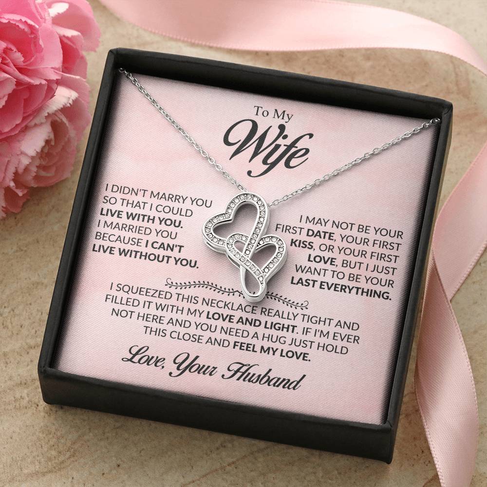 To My Wife Necklace - Emotional Jewelry Gift for Wife from Husband to Celebrate Love Every Day - Heart-to-heart Pendant Necklace