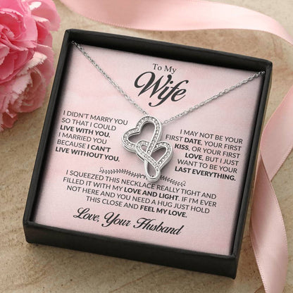 To My Wife Necklace - Emotional Jewelry Gift for Wife from Husband to Celebrate Love Every Day - Heart-to-heart Pendant Necklace