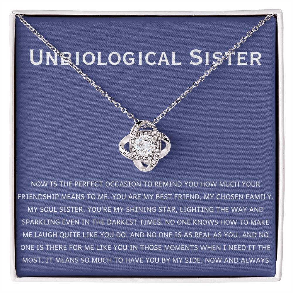 Unbiological Sister Necklace - Gift for Bonus Sister - Love Knot Necklace