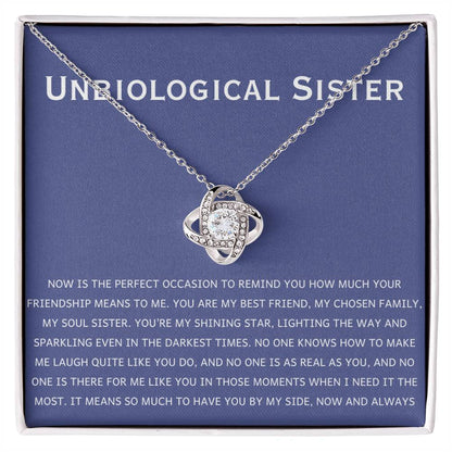 Unbiological Sister Necklace - Gift for Bonus Sister - Love Knot Necklace