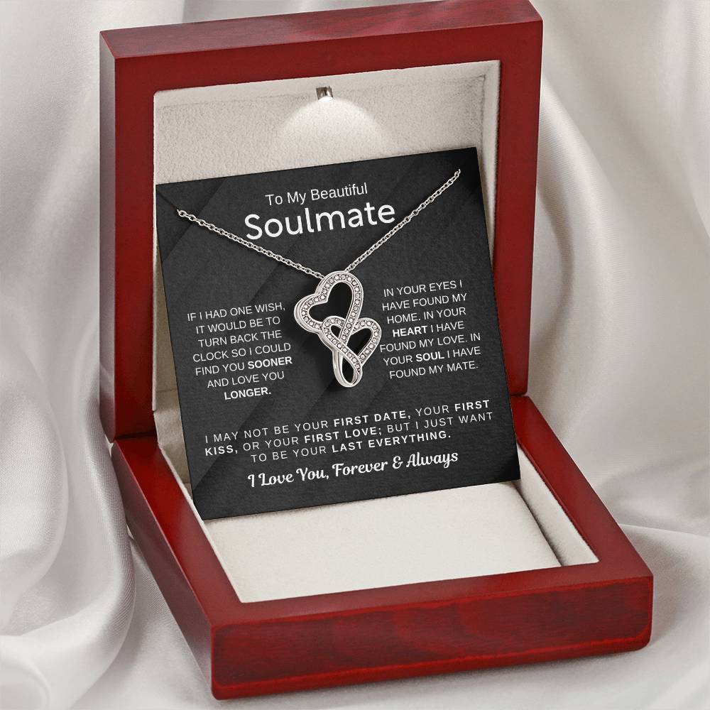 To My Beautiful Soulmate Necklace - Romantic Necklace for Surprising The Soulmate in Your Life - Heart-to-heart Pendant Necklace