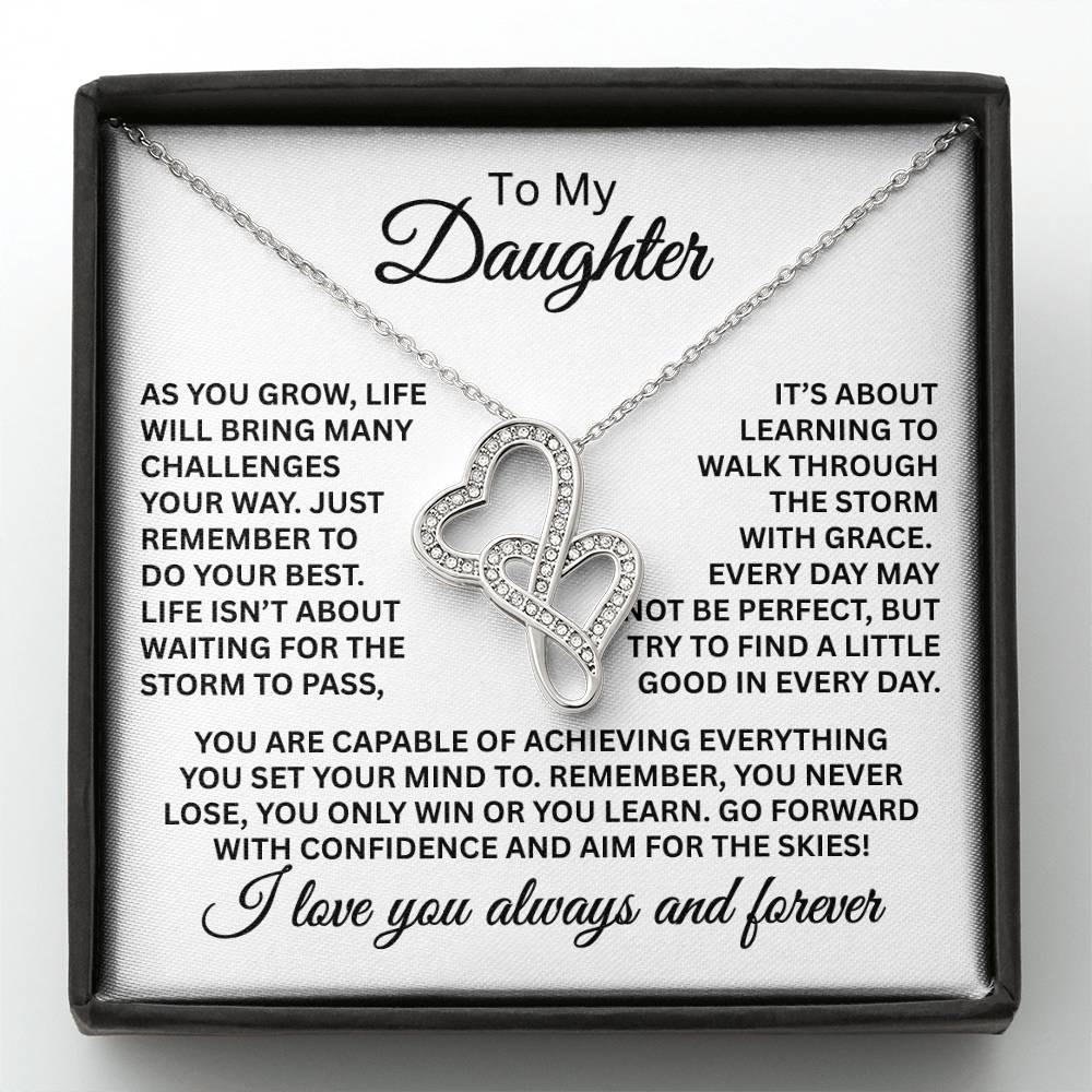 To My Daughter Necklace – Daughter Jewelry Gift for Graduation & Christmas – Heart-to-heart Pendant Necklace