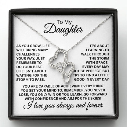 To My Daughter Necklace – Daughter Jewelry Gift for Graduation & Christmas – Heart-to-heart Pendant Necklace