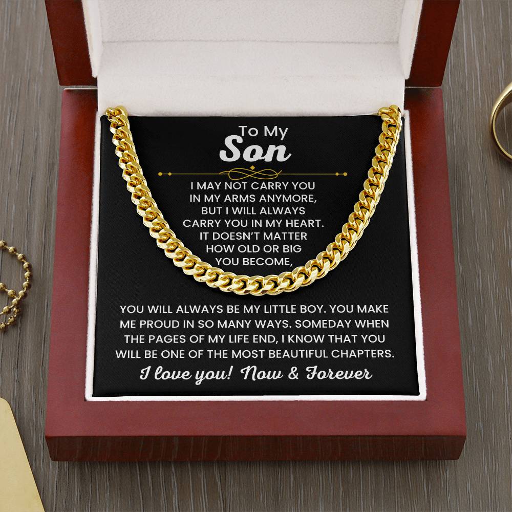 To My Son, Cuban Link Chain Necklace for Son, Birthday Gift, Stylish Teen & Young Men Accessory,
