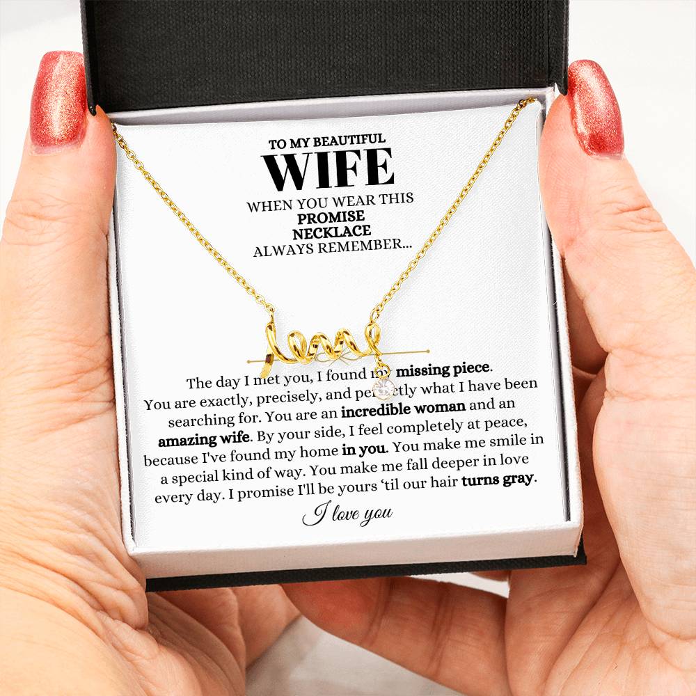 To My Wife Necklace - Meaningful Jewelry Gift from Husband for Valentine’s Day & Anniversary - Scripted Love Necklace