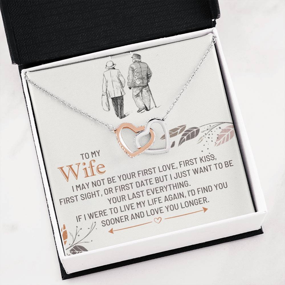 To My Wife Necklace - Special Jewelry Gift from Husband for Birthday, Christmas & Valentine’s Day - Interlocking Hearts Necklace