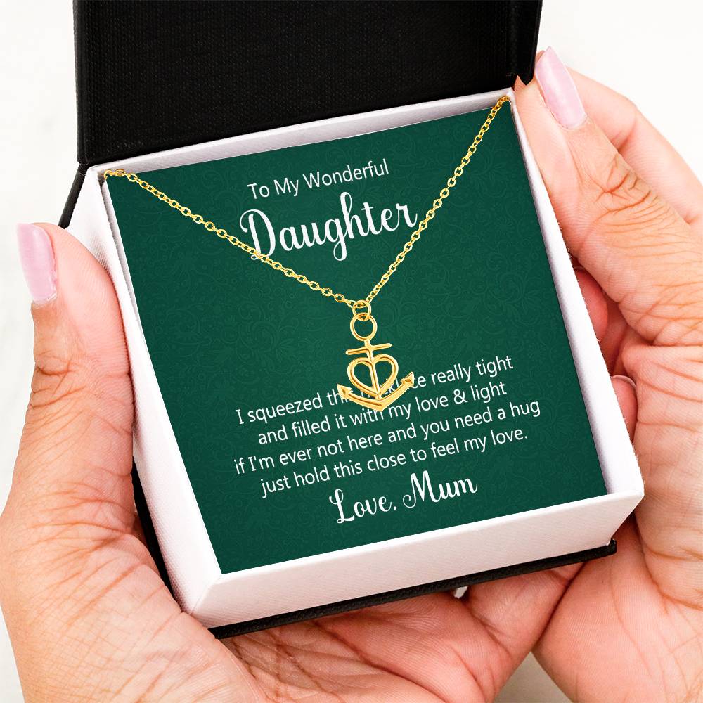 To My Daughter Necklace - Heartfelt Gift from Mom for Birthday, Graduation & Proud Mom Moments - Anchor Pendant Necklace