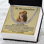 To My Grandson Necklace from Grandpa - I am proud to be your grandfather - Cuban Link Chain