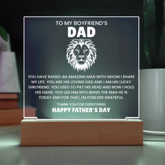Acrylic Plaque Light-Up Gift, Father’s Day Present, Loving Tribute for Boyfriend’s Dad, Meaningful Keepsake, Appreciation Gift