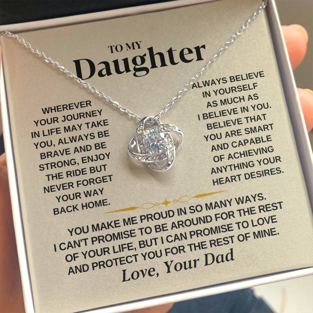 To My Beautiful Daughter Necklace - I Believe In You - Present for Daughter from Dad - Love Knot Necklace