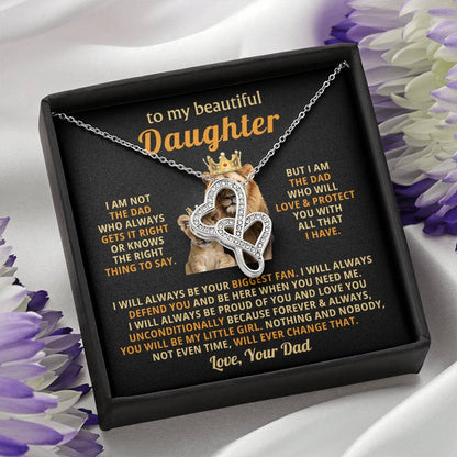 To My Daughter Necklace - Best Gift for Daughter from Dad - Heart-to-heart Pendant Necklace