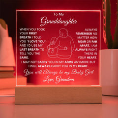 Heartfelt Gifts for Granddaughter, Square Acrylic Plaque, Loving Keepsake, To My Granddaughter