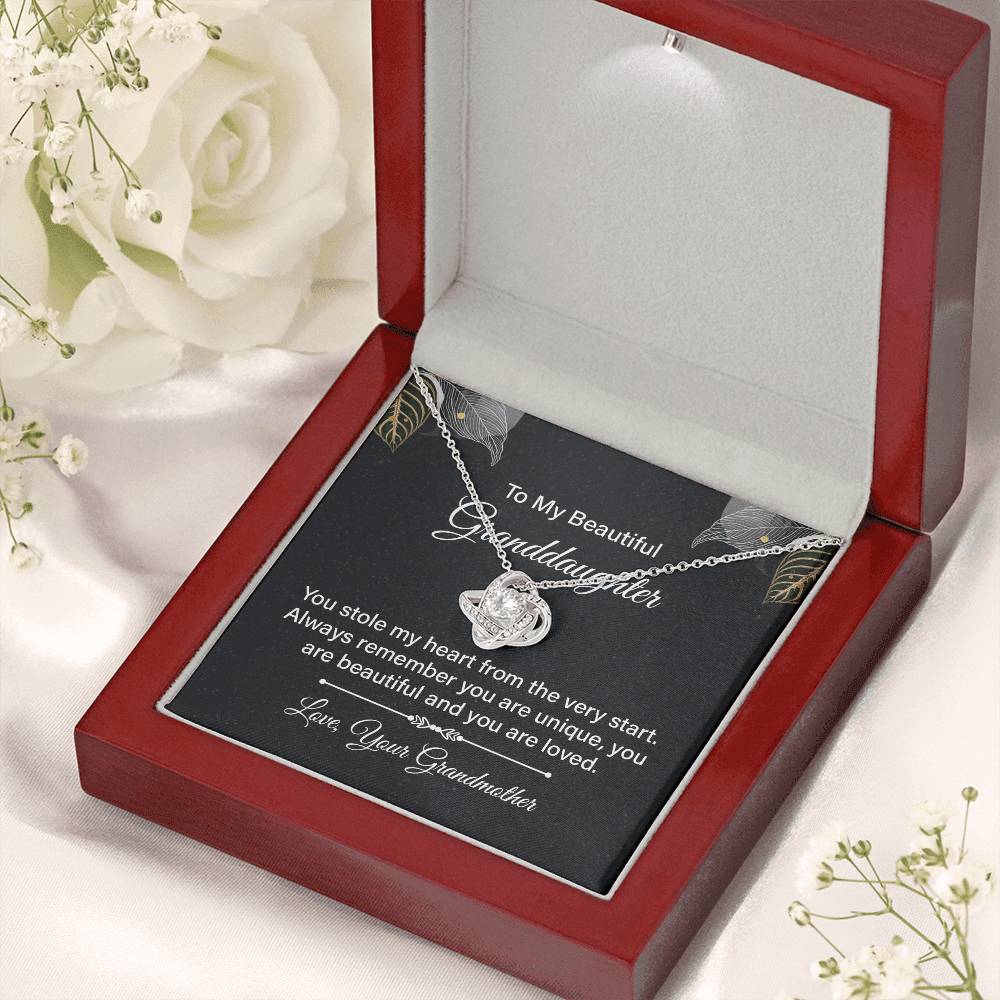 To My Granddaughter Necklace – Gift from Grandmother for Any Special Occasion – Love Knot Necklace