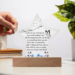 Big Sister Acrylic Star Plaque, Heartfelt Gift for Sister, Decorative Keepsake with Love Message