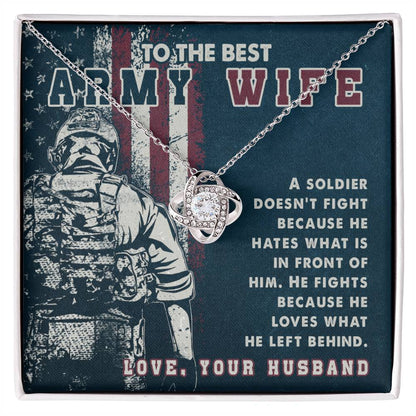 To The Best Army Wife - Heartfelt Jewelry from Husband - Love Knot Necklace