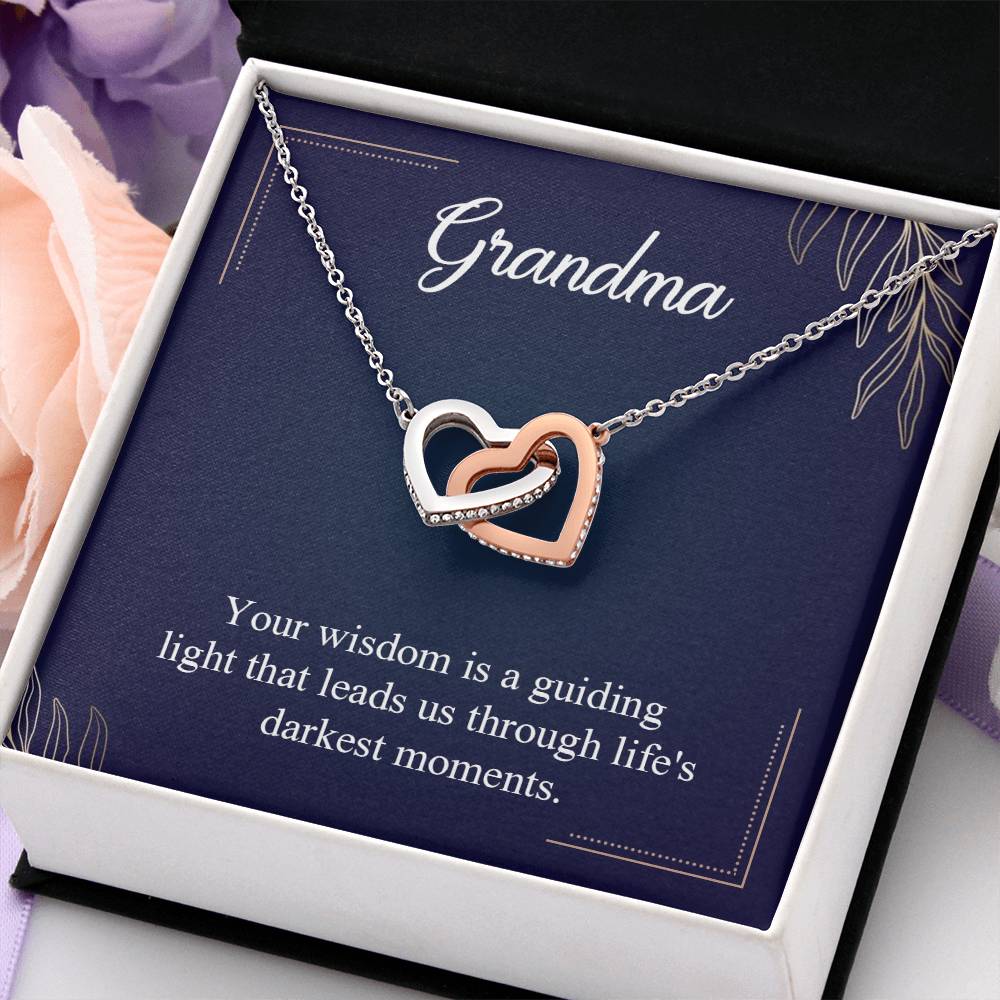 Gift for Grandma - Life's Darkest Moments - Interlocking Hearts Necklace