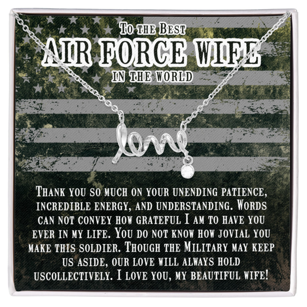 To My Air Force Wife Gift from Husband - Scripted Love Necklace