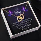To My Wife Necklace - Romantic Anniversary & Valentine’s Day Jewelry Gift from Husband to Wife - Interlocking Hearts Necklace