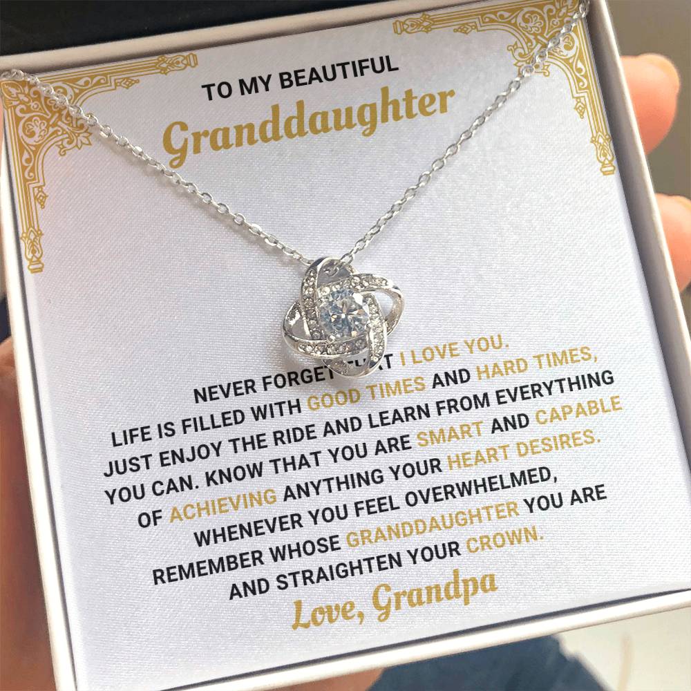 To My Granddaughter Necklace – Birthday Graduation Necklace Gift for Granddaughter – Love Knot Necklace