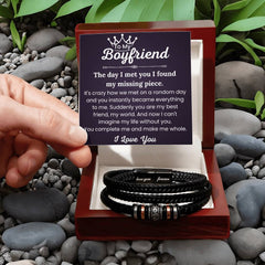Men’s Bracelet with Cross Charm, Gift Box & Message Card, Stylish Keepsake for Special Moments, To My Boyfriend