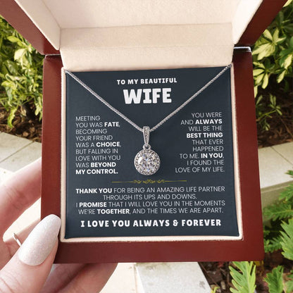 To My Beautiful Wife Necklace - Emotional Jewelry Gift for Wife from Husband to Celebrate Love Every Day - Eternal Hope Necklace