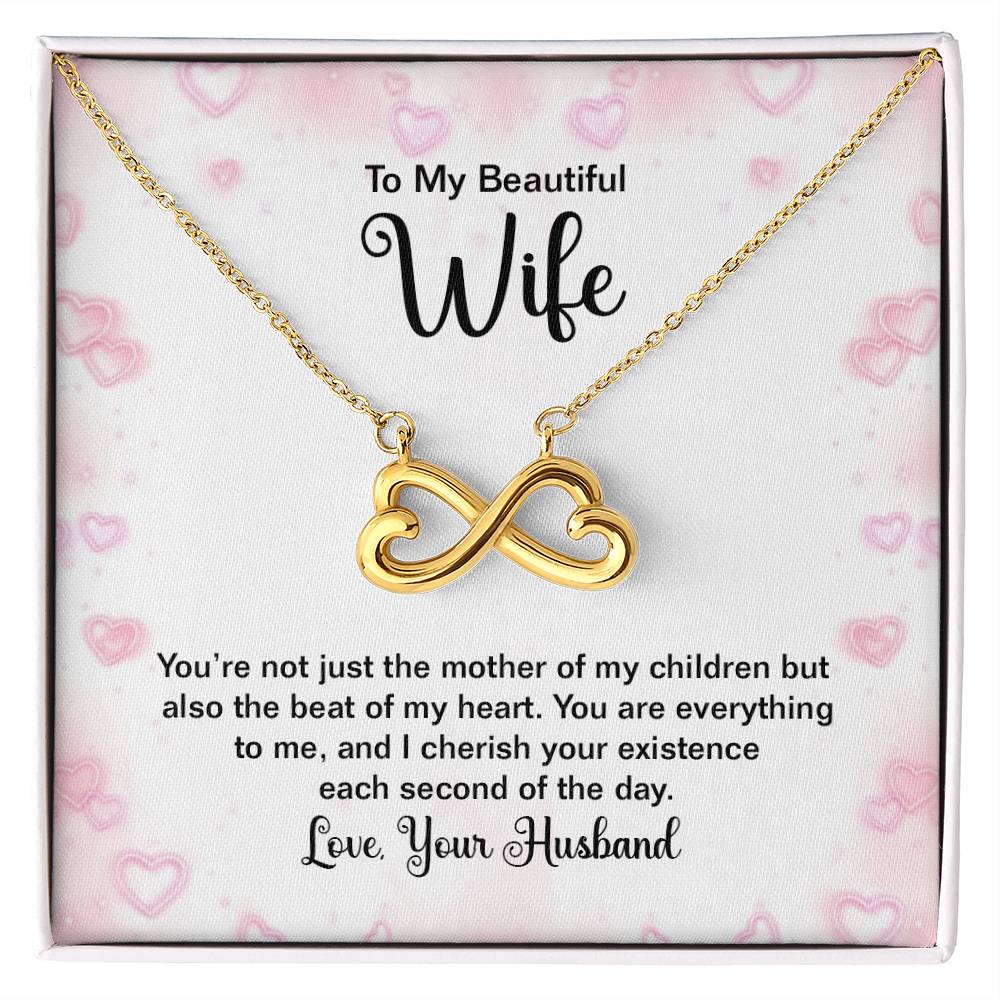 To My Beautiful Wife Necklace - Perfect Romantic Surprise from Husband for Anniversary, Birthday & Valentine’s Day - Endless Love Necklace