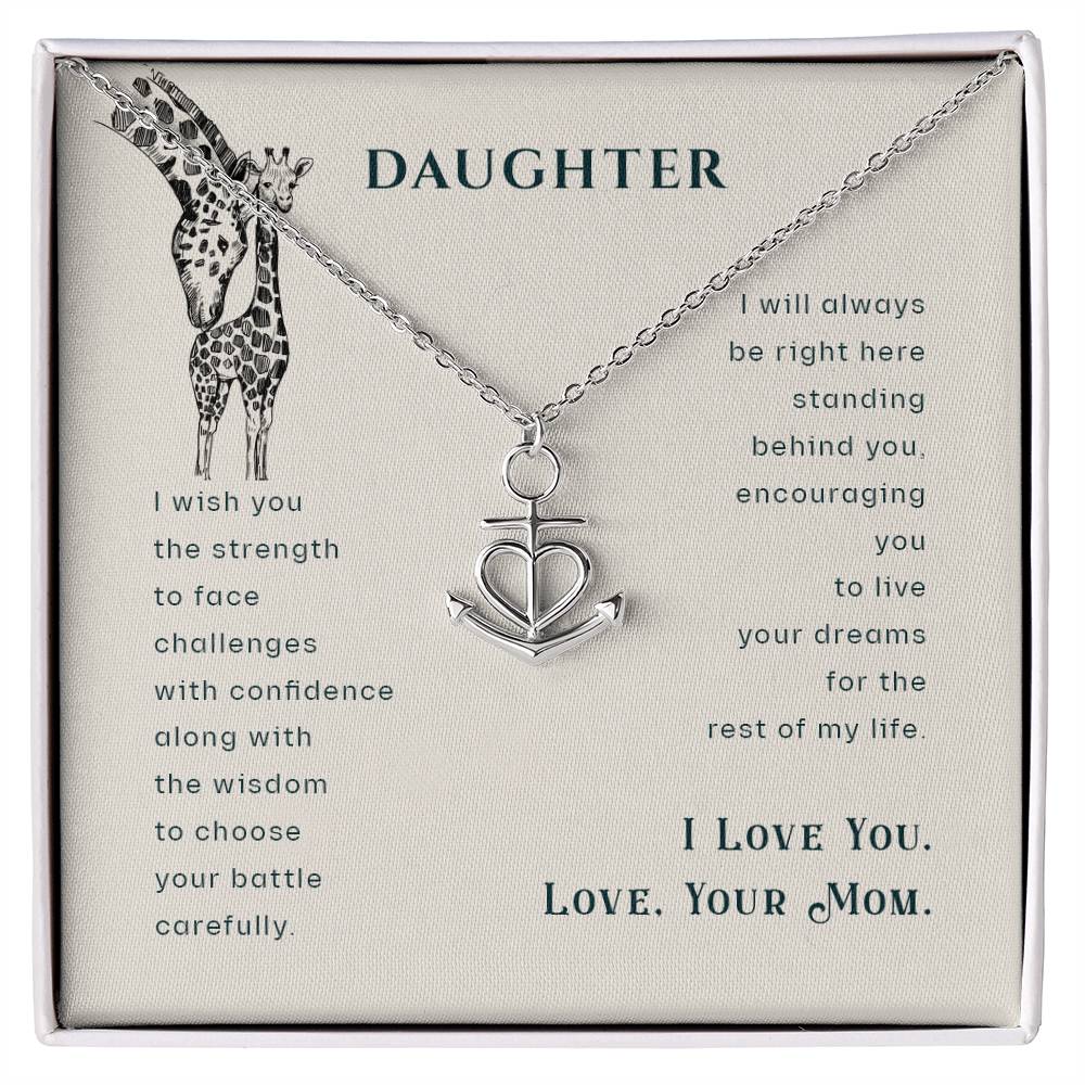 To My Daughter Necklace - Sentimental Birthday Gift from Mom - Anchor Pendant Necklace