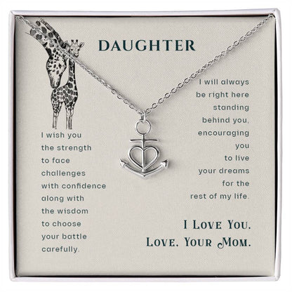 To My Daughter Necklace - Sentimental Birthday Gift from Mom - Anchor Pendant Necklace