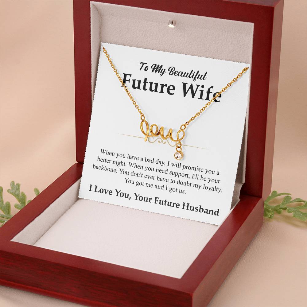 Future Wife Gift - Beautiful Necklace for Girlfriend for Birthday, Christmas & Romantic Moments - Scripted Love Necklace