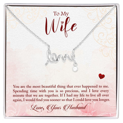 Surprise Gift for Wife - Meaningful Jewelry from Husband for Christmas, Anniversary & Valentine’s Day - Scripted Love Necklace