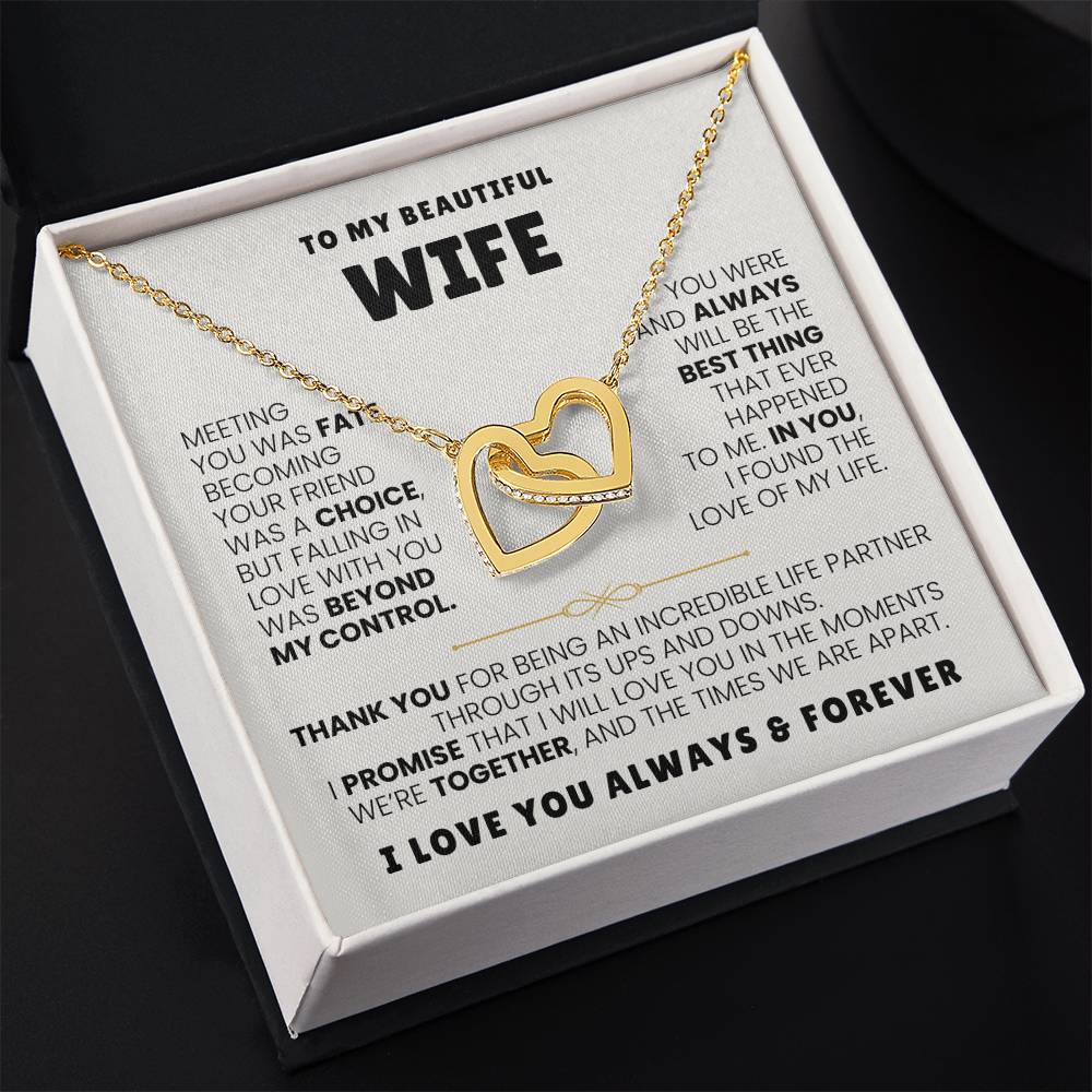 To My Wife Necklace - Holiday & Valentine’s Day Gift from Husband - Interlocking Hearts Necklace