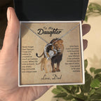 To My Daughter Necklace - Birthday Jewelry Gift from Dad - Old Lion - Forever Love Necklace