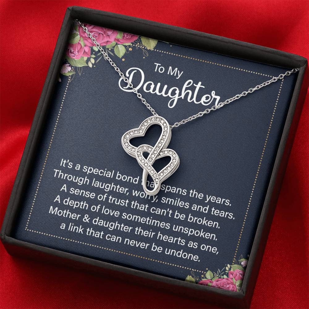 To My Daughter Necklace – Daughter Necklace for Graduation & Birthday Events – Heart-to-heart Pendant Necklace