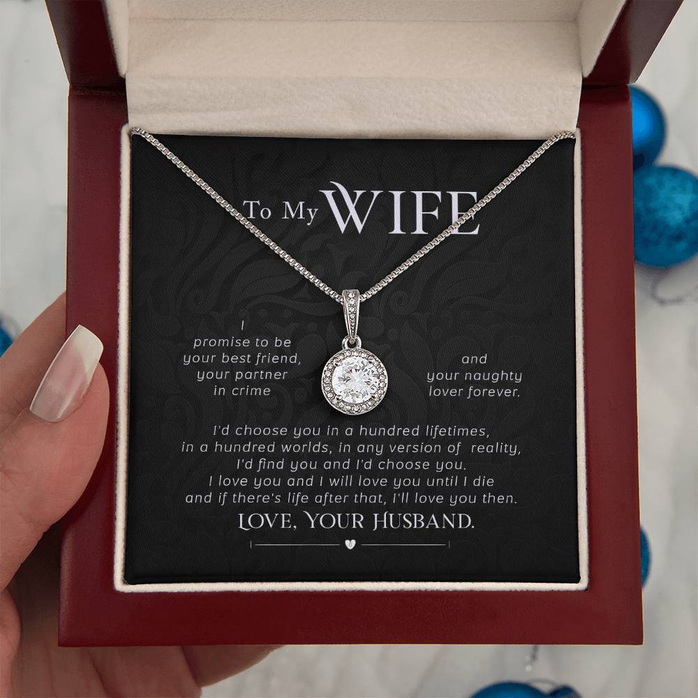 To My Wife Necklace - Cherished Wife Gift from Husband for Anniversary, Valentine’s Day & Beautiful Life Moments - Eternal Hope Necklace
