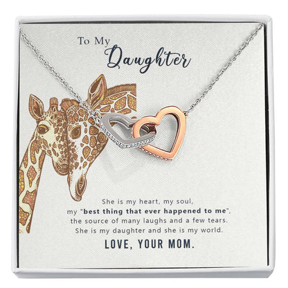 To My Daughter Necklace - Sentimental Jewelry Gift from Mom for Graduation & Life Achievements - Interlocking Hearts Necklace