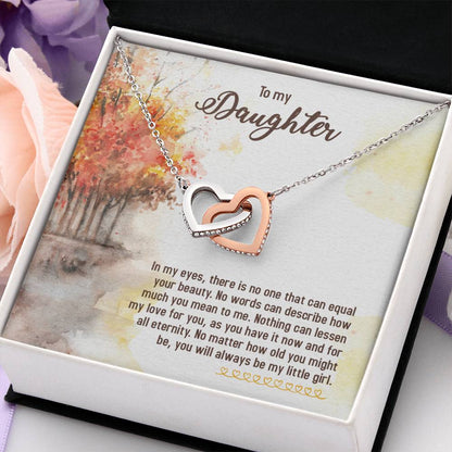 To My Daughter Necklace – Graduation Birthday Gift Idea for Daughter – Interlocking Hearts Necklace