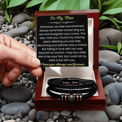 Boyfriend Bracelet Gift, Stylish Leather Wristband with Sentimental Card, To My Boyfriend