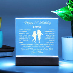 30th Birthday Gift For Daughter, Printed Square Acrylic Plaque, Personalized Keepsake, Unique Decorative Plaque for Milestone Celebration