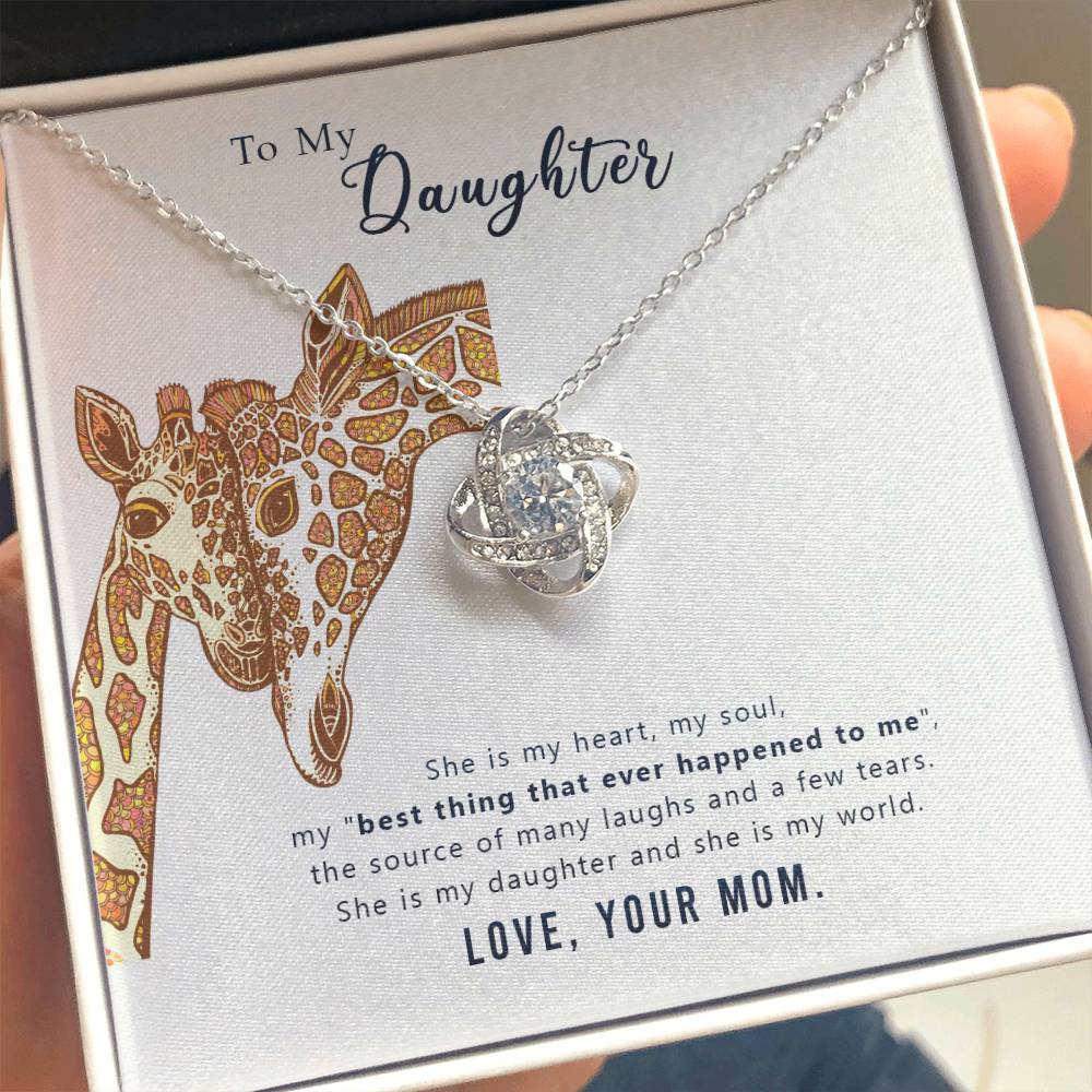 To My Daughter Necklace - Sentimental Birthday Gift from Mom - Love Knot Necklace