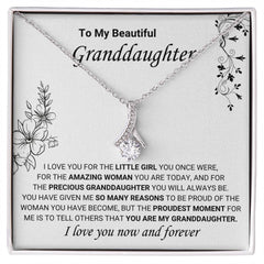 Beloved Necklace Gift for Granddaughter, Elegant Jewelry Keepsake to Treasure, Alluring Beauty Necklace, To My Beautiful Granddaughter
