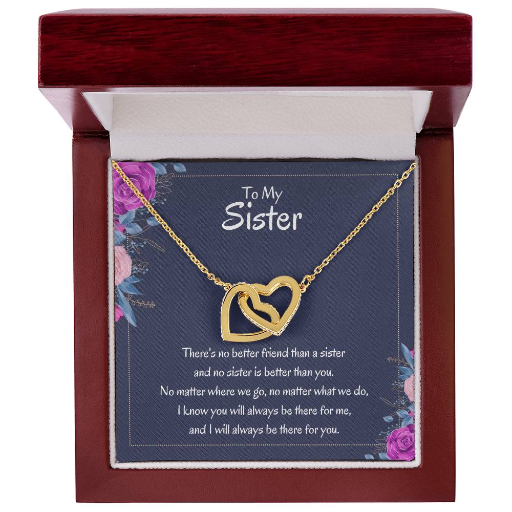 Heartfelt Sister Gift - There's no better friend than a sister - Interlocking Hearts Necklace