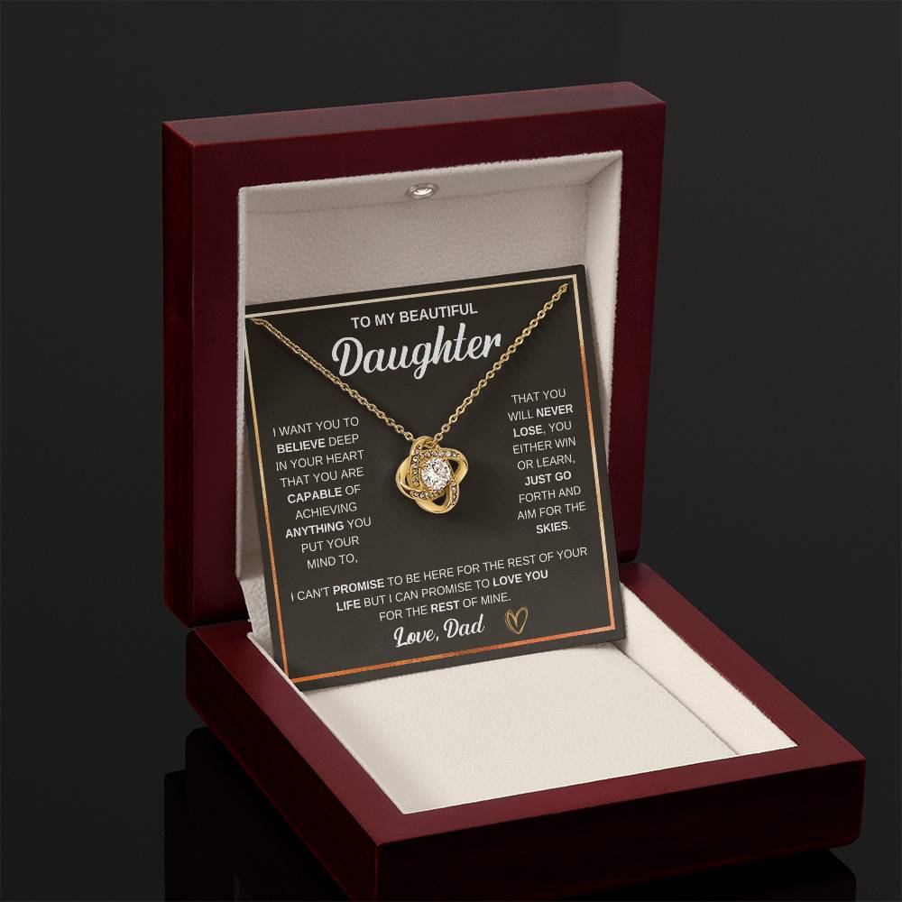 To My Daughter Necklace – Graduation & Xmas Gift from Dad – Love Knot Necklace
