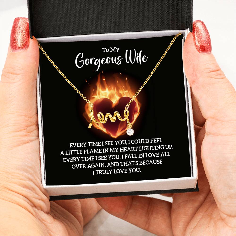 Best Gift for Wife from Husband - Emotional Love Jewelry for Birthday, Valentine’s Day, Anniversary & Christmas - Scripted Love Necklace