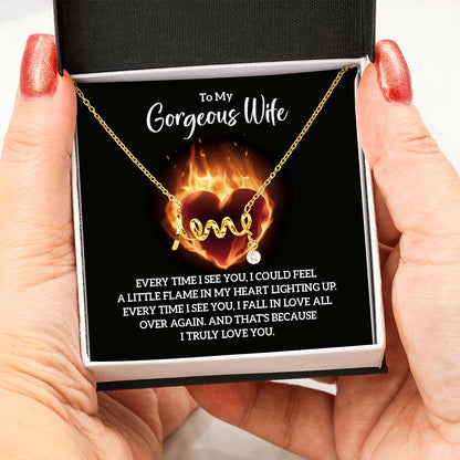 Best Gift for Wife from Husband - Emotional Love Jewelry for Birthday, Valentine’s Day, Anniversary & Christmas - Scripted Love Necklace