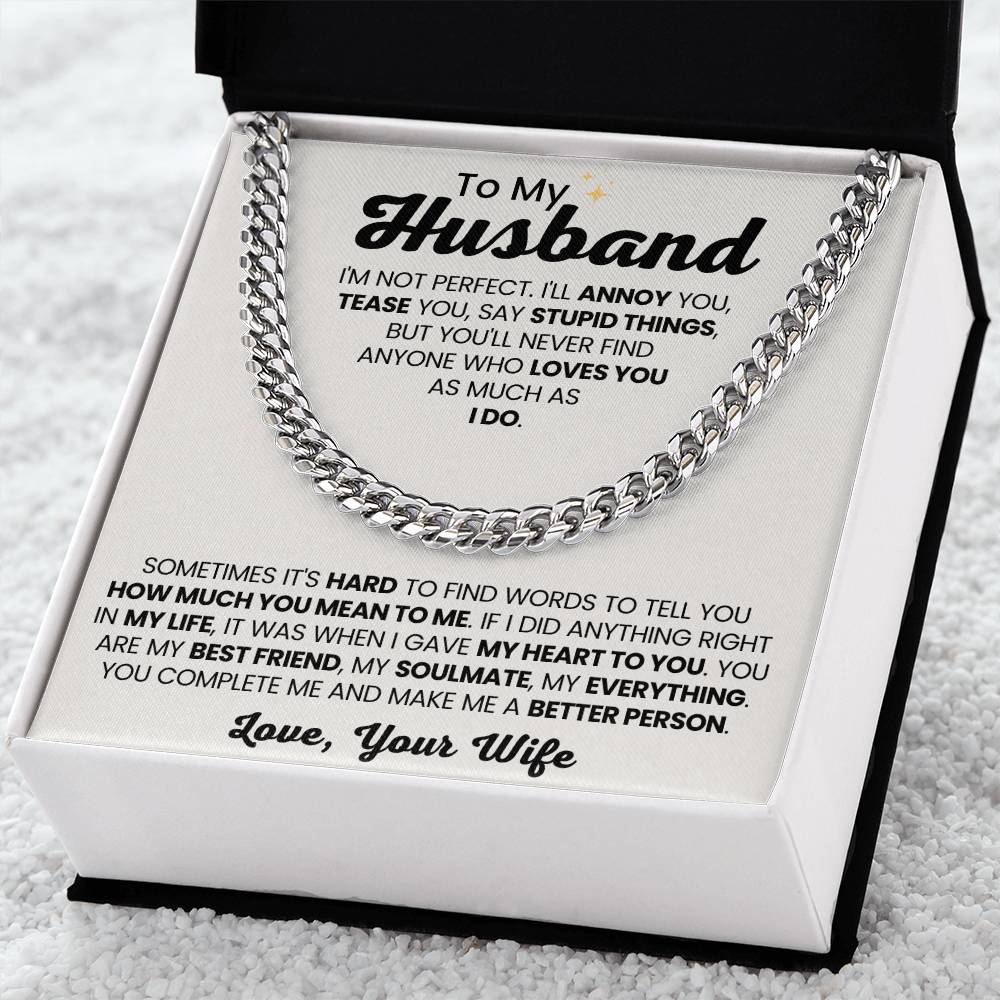 To My Husband Gift from Wife - I am not perfect - Christmas, Birthday & Valentine’s Day Gift for Him